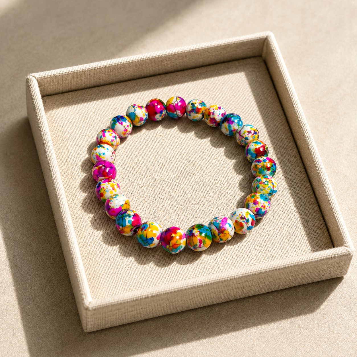 Rainbow Stone Make wish Bracelet Spray Painted Glass Bracelet Powder Pressed Turquoise