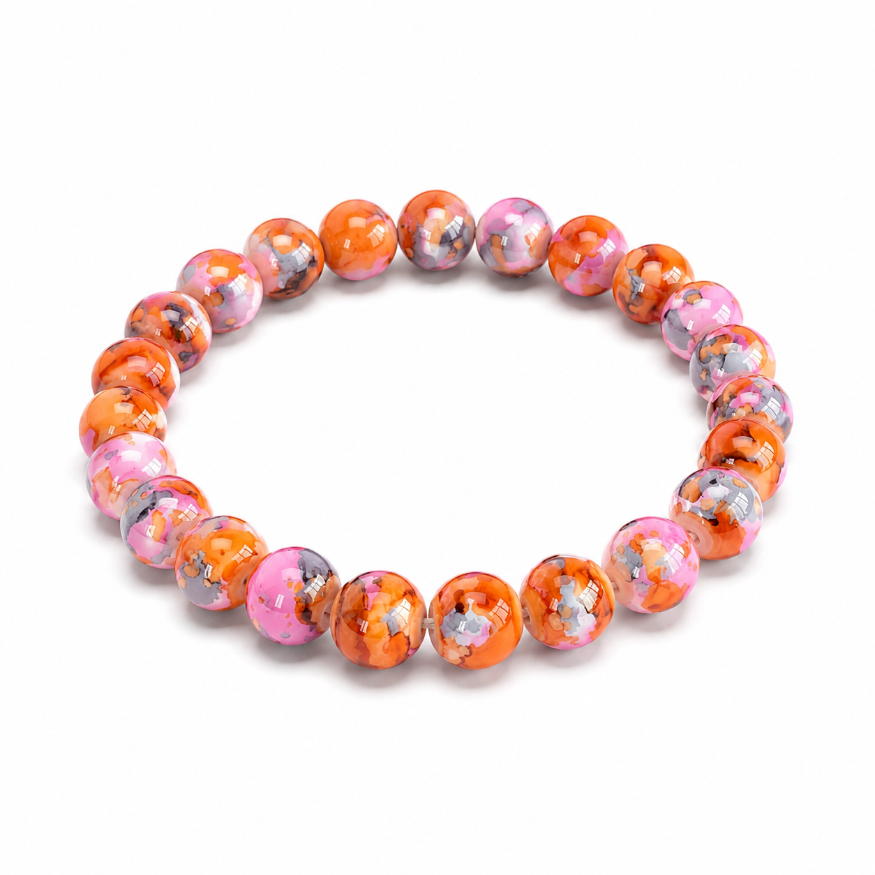 Rainbow Stone Bracelet Spray Painted Glass Bracelet Pressed Turquoise Lucky Bracelet