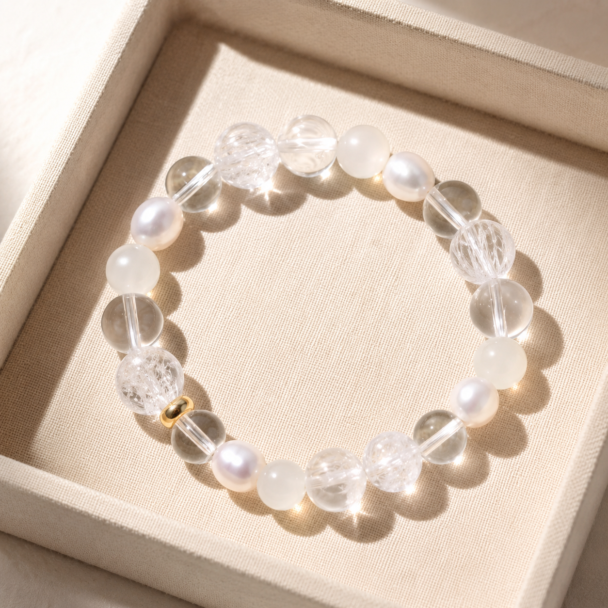 Auspicious Crystal Bead Single-Strand Bracelet for Wealth