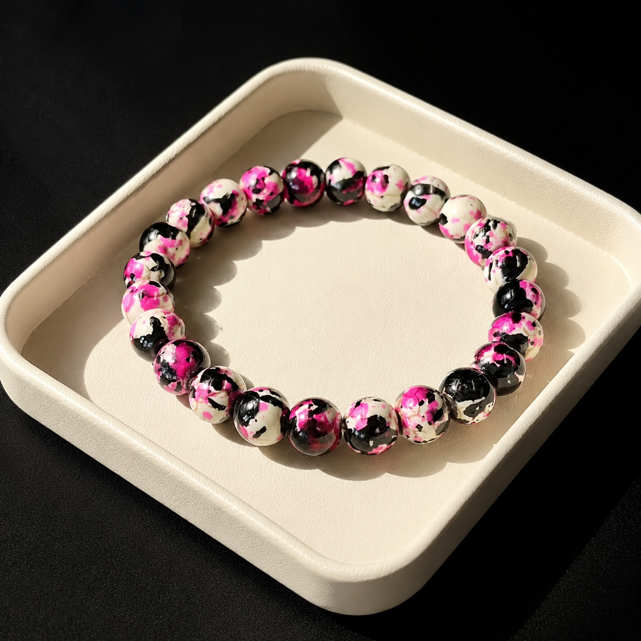 Rainbow Stone Spray Painted Glass Bracelet: Protecting Love