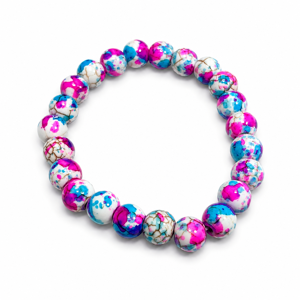 Rainbow Stone Wish Fulfilling Bracelet Spray Painted Glass Bracelet Powder Pressed Turquoise