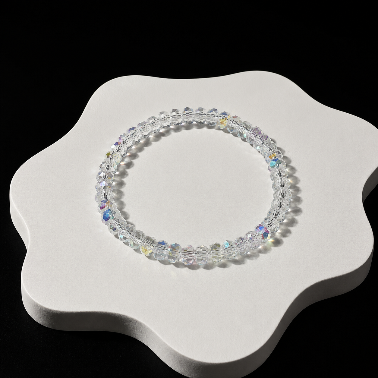 Crushed Ice Crystal Bracelet, Natural Crystal White, Protects Love