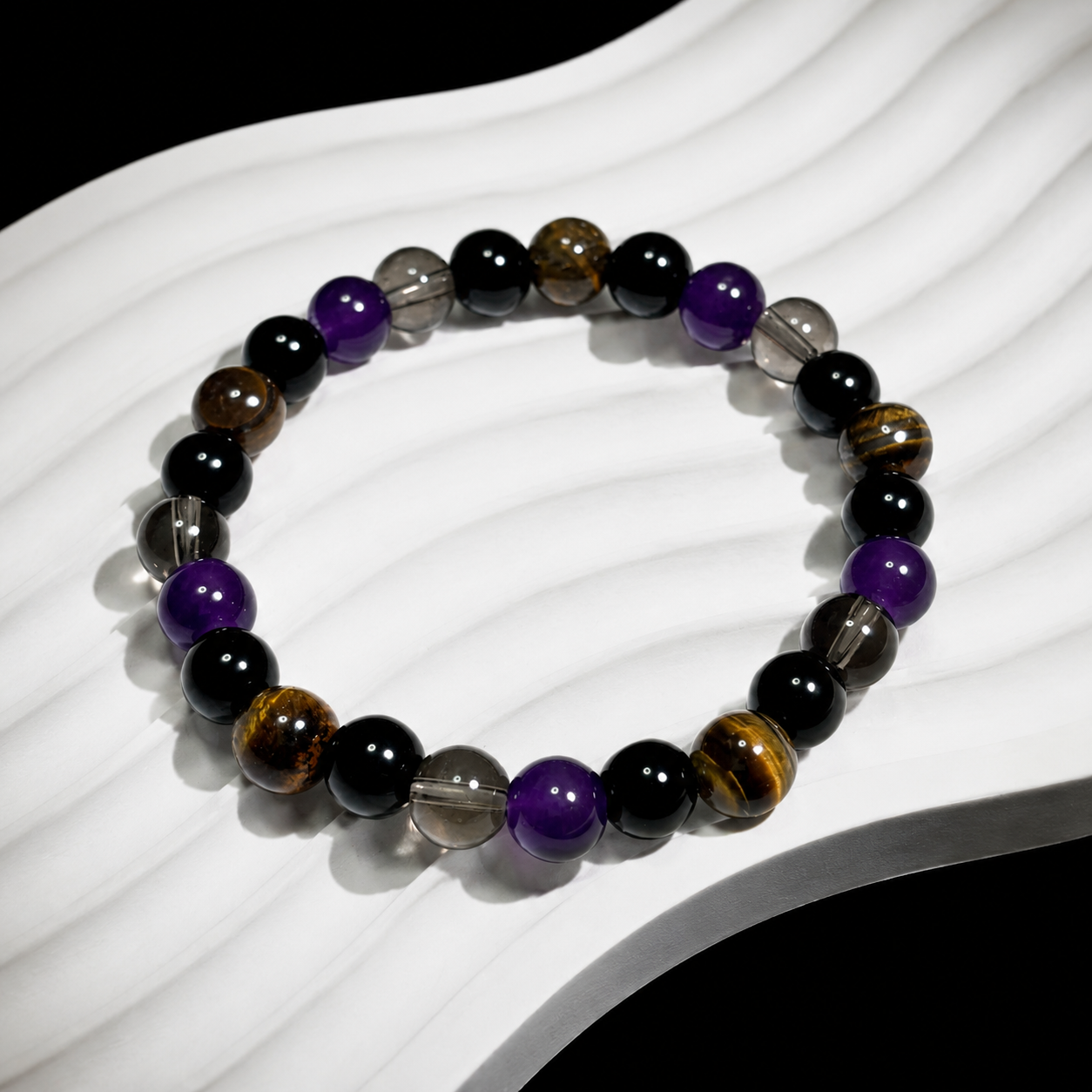 Natural stone bracelet with glass lucky charm