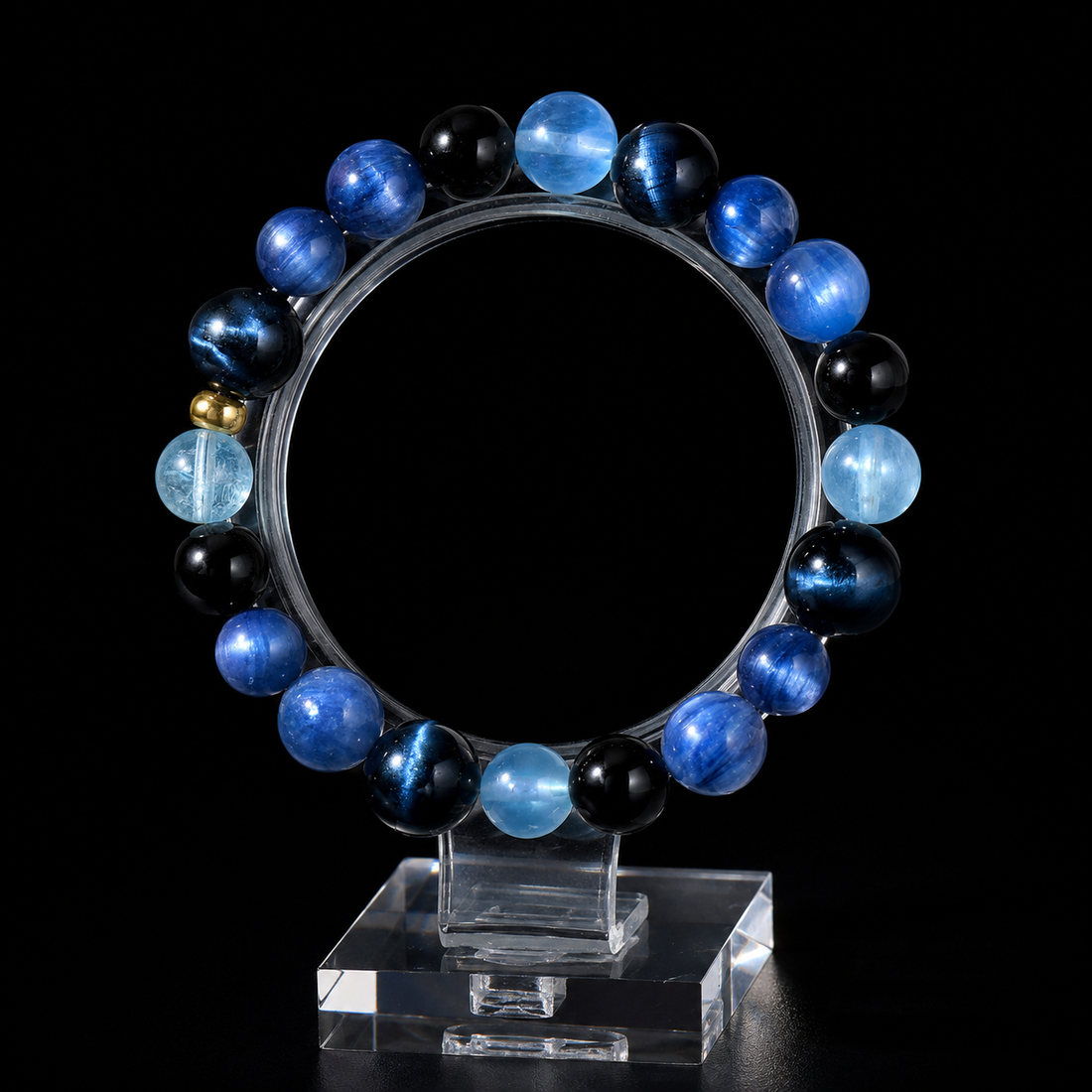 Auspicious Crystal Beads Single-Strand Bracelet for Health - Blue