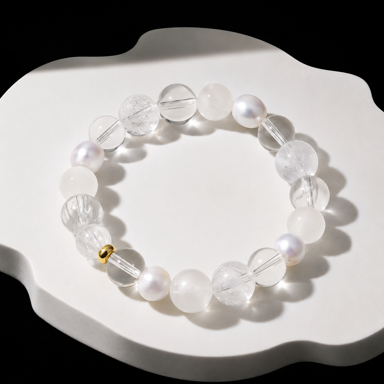 Auspicious Crystal Bead Single-Strand Bracelet for Wealth