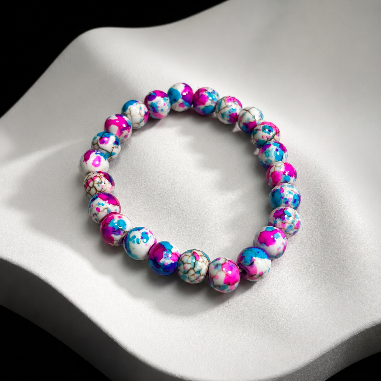 Rainbow Stone Wish Fulfilling Bracelet Spray Painted Glass Bracelet Powder Pressed Turquoise