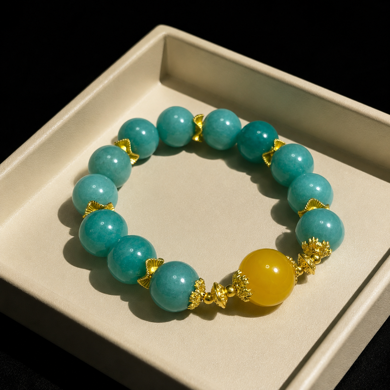 Amazonite crystal natural white and yellow crystal bracelet Sleep & Relaxation