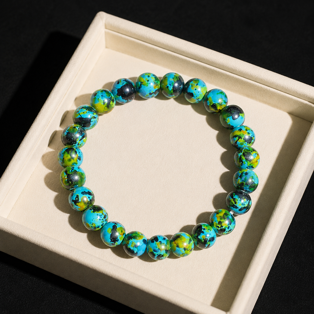 Rain-colored stone spray-painted glass bracelet relieves stress
