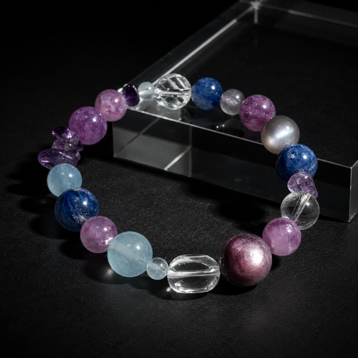 Blue amber nine-purple fire natural amethyst bracelet to protect love