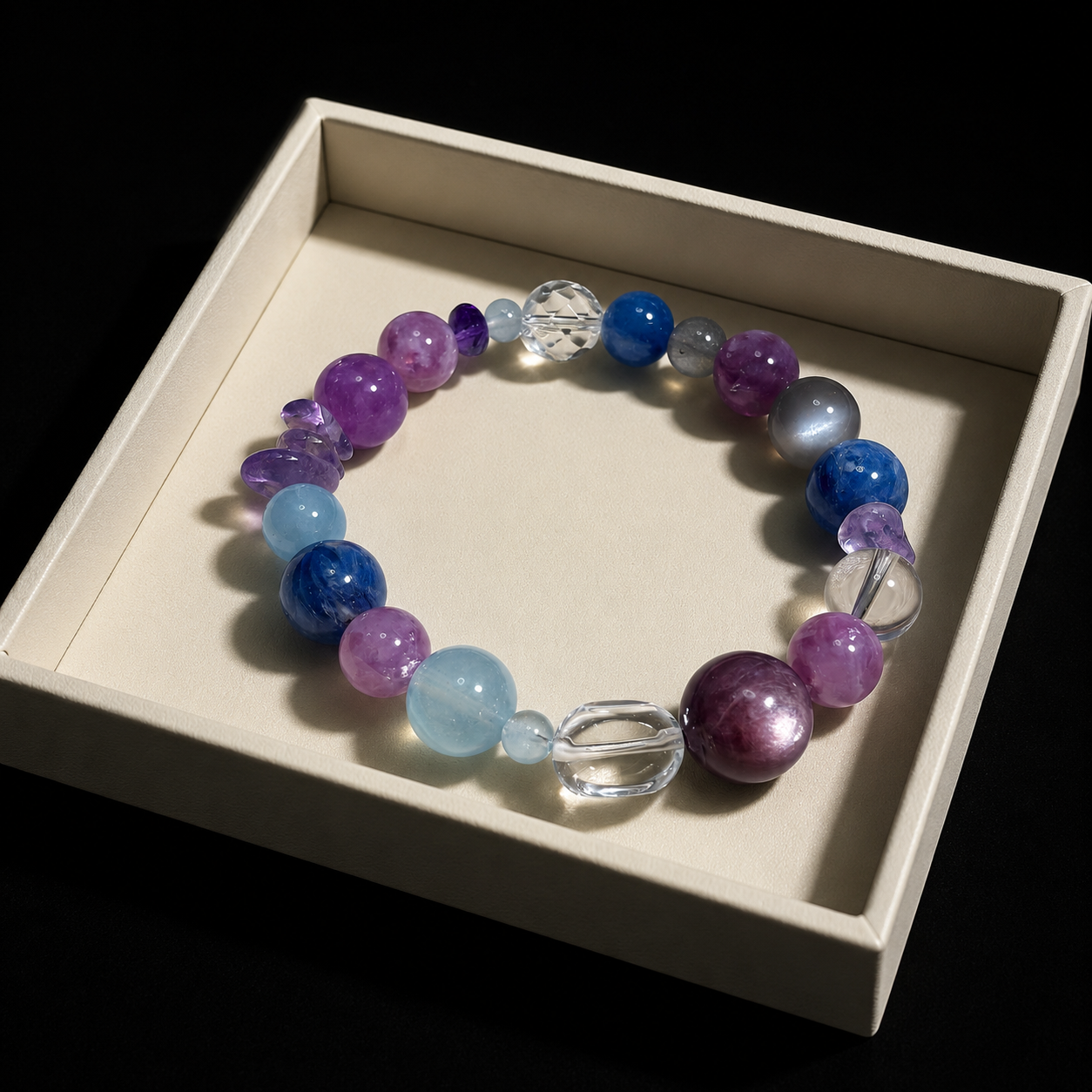 Blue amber nine-purple fire natural amethyst bracelet to protect love