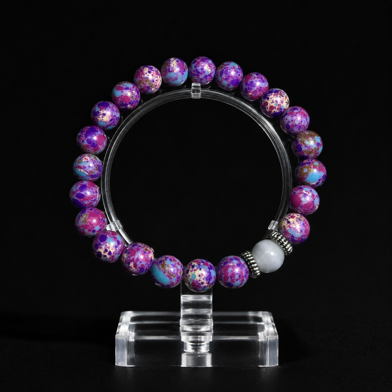 Nine different elemental natural stone glass bracelets Calm & Balance