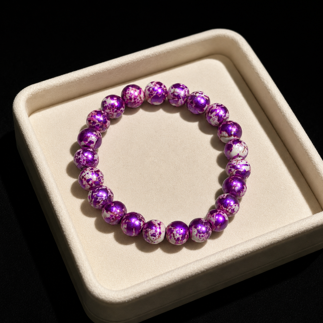 Rainbow Stone Spray Painted Glass Bracelet: Protecting Love