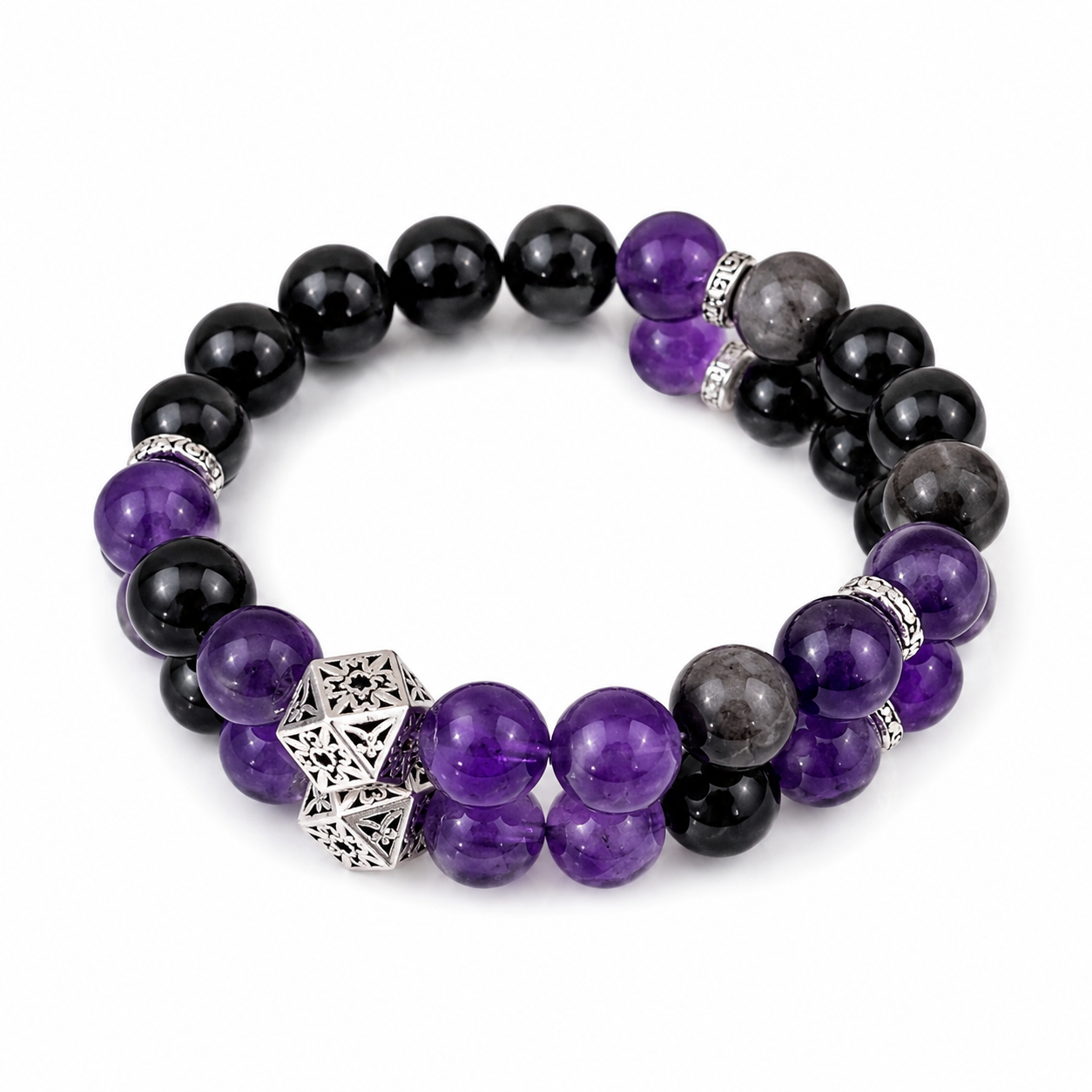 Natural amethyst and obsidian bracelets Sleep & Relaxation