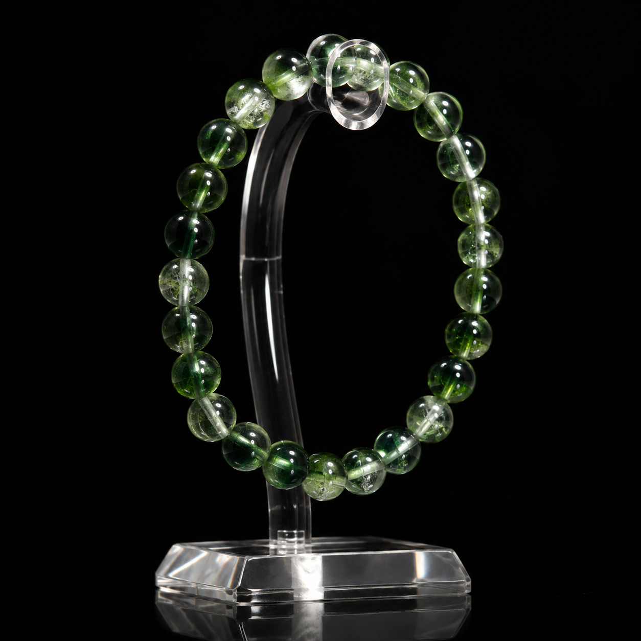 Green phantom quartz crystal multi-layered bracelet brings wealth