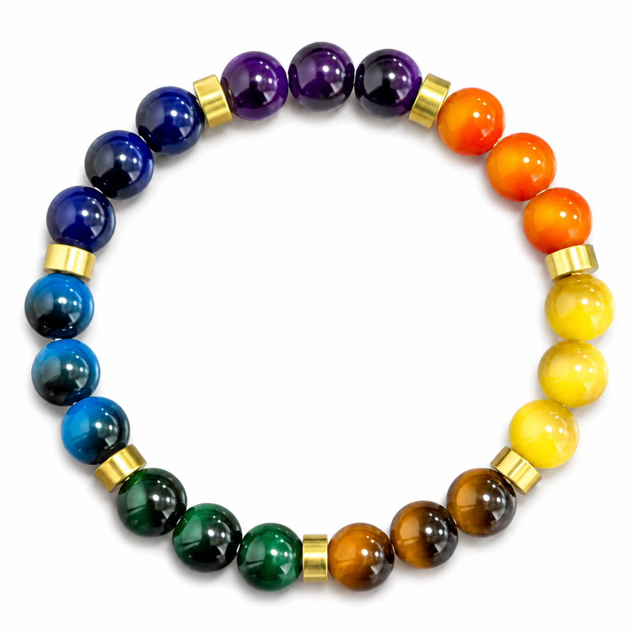 Nine different elemental natural glass beads for a health bracelet