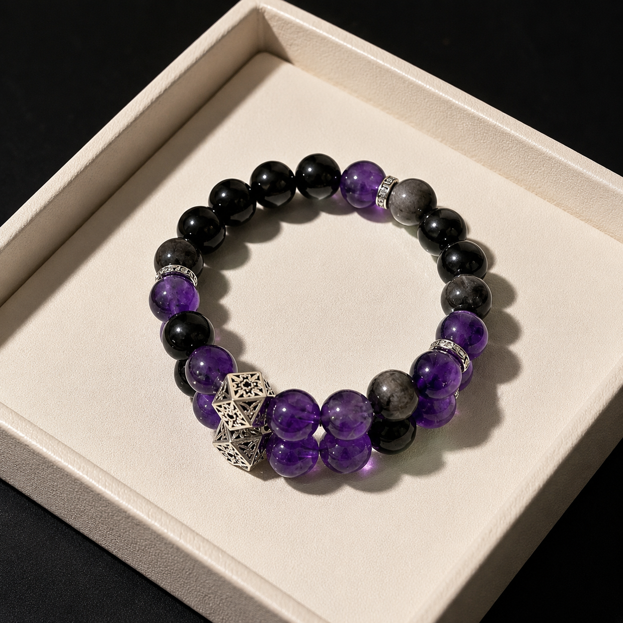 Natural amethyst and obsidian bracelets Sleep & Relaxation