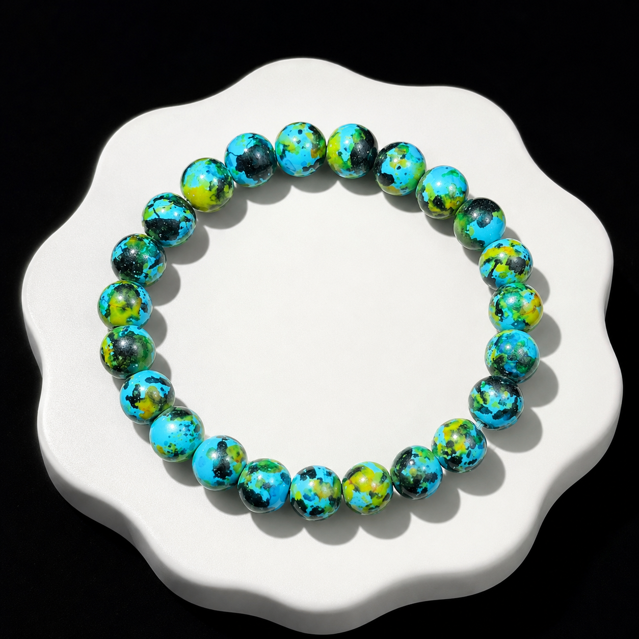 Rain-colored stone spray-painted glass bracelet relieves stress