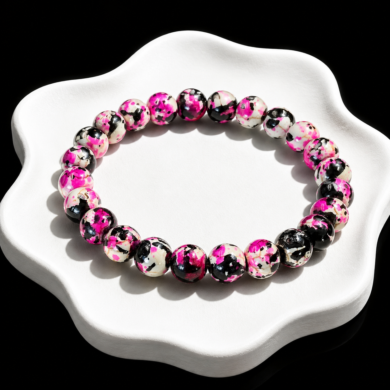 Rainbow Stone Spray Painted Glass Bracelet: Protecting Love