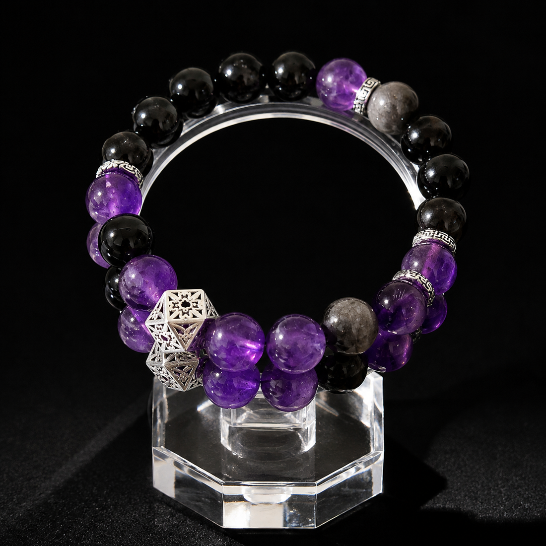 Natural amethyst and obsidian bracelets Sleep & Relaxation