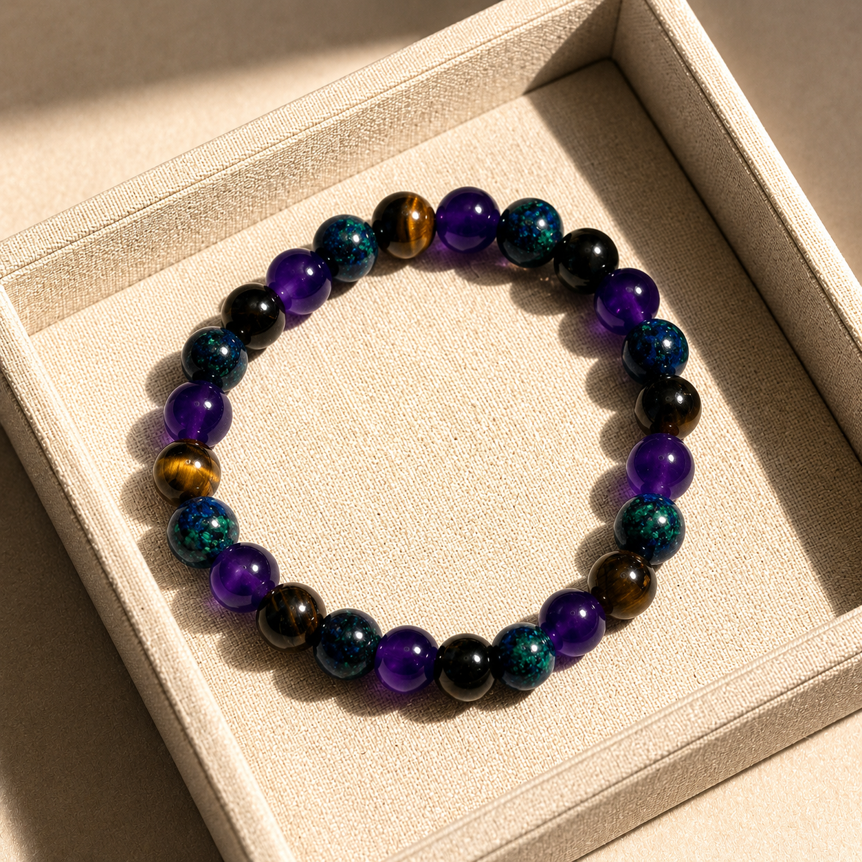 Amethyst wish-fulfilling natural tiger's eye bracelet