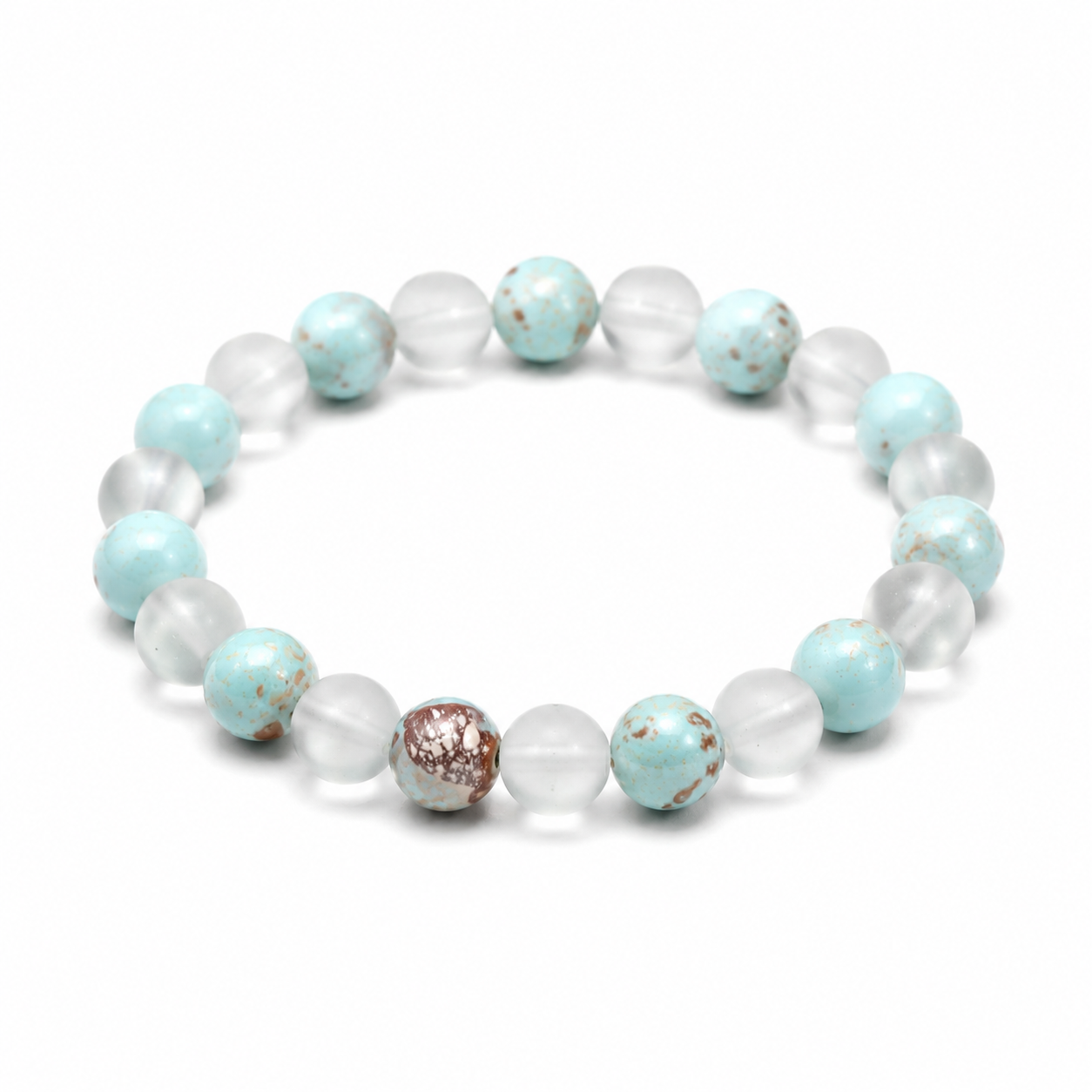 Natural Amethyst Tiger's Eye Lucky Bracelet, Blue and White