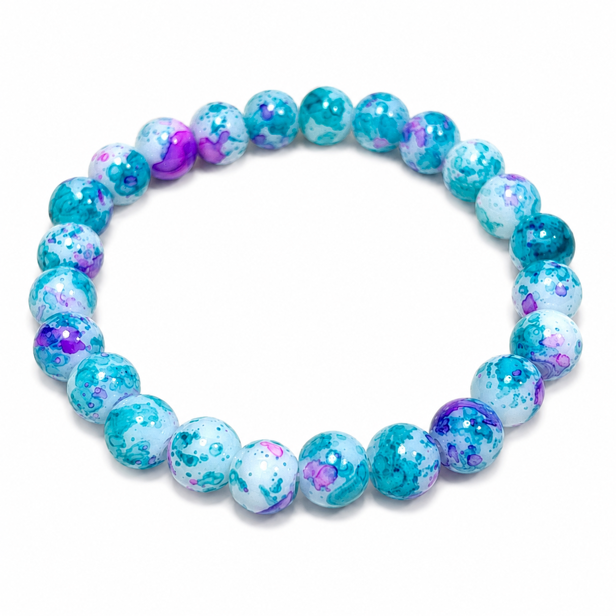 Rain-colored stone spray-painted lacquer glass powder pressed turquoise bracelet for protection and safety