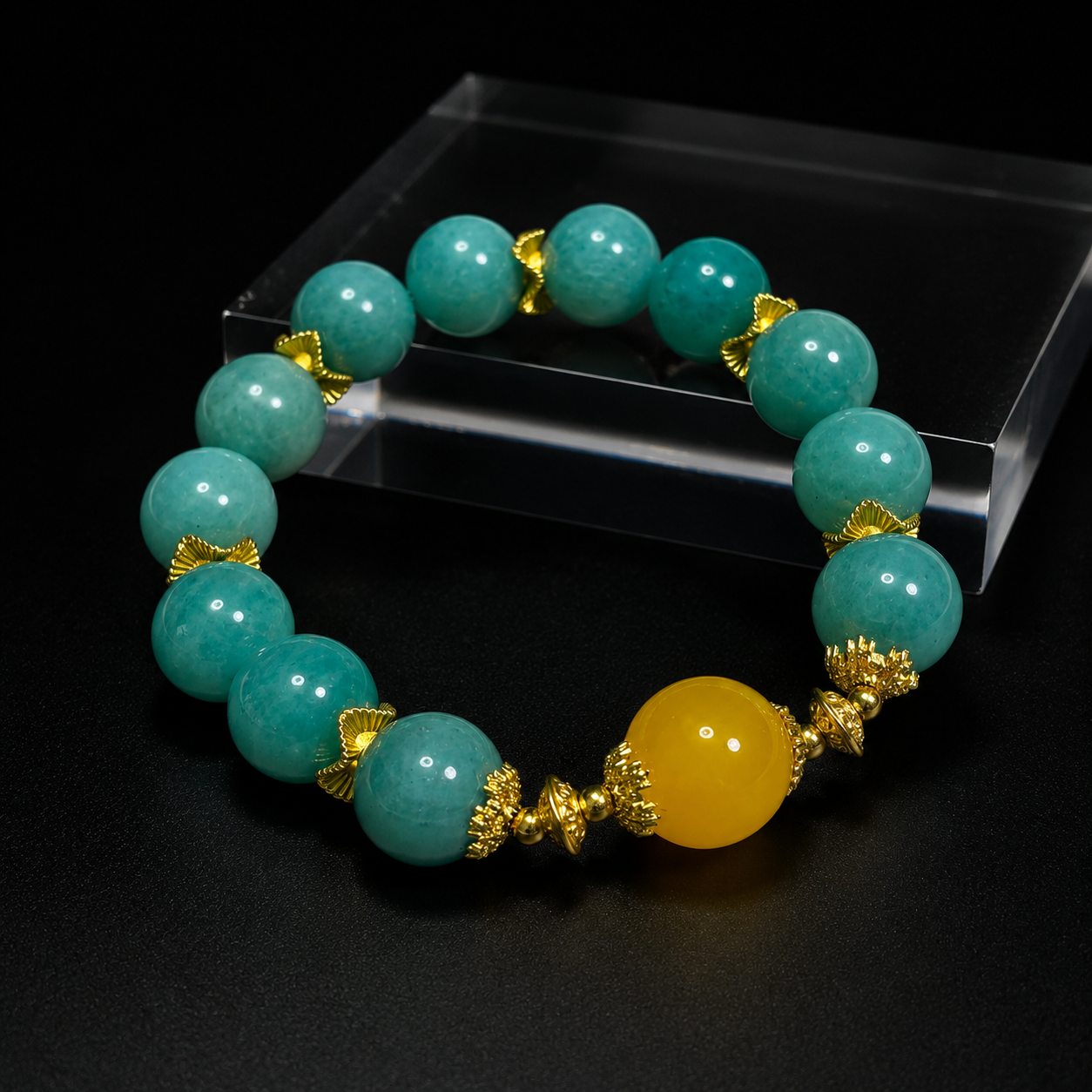Amazonite crystal natural white and yellow crystal bracelet Sleep & Relaxation