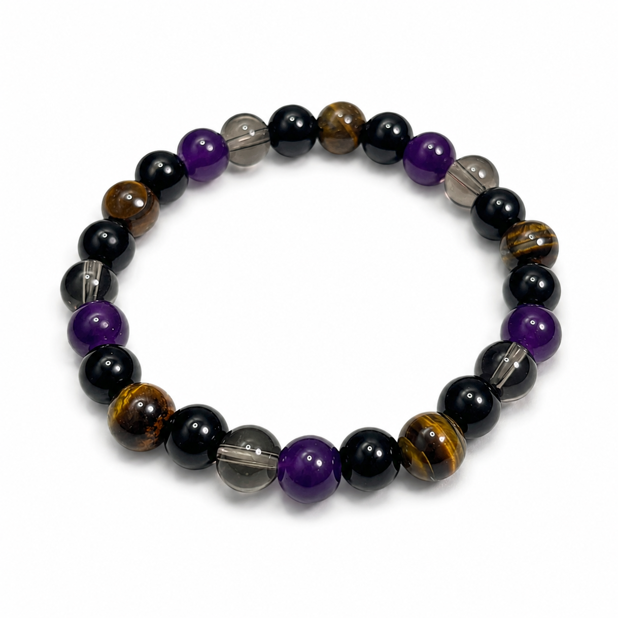 Natural stone bracelet with glass lucky charm