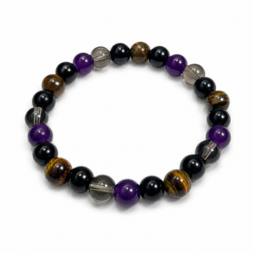 Natural stone bracelet with glass lucky charm