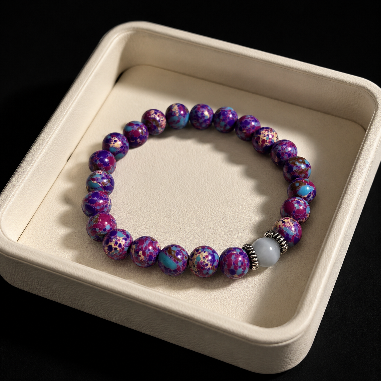 Nine different elemental natural stone glass bracelets Calm & Balance