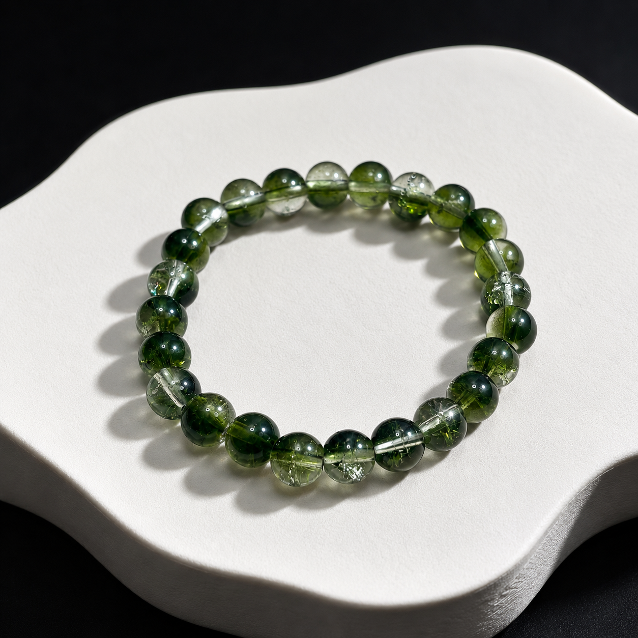 Green phantom quartz crystal multi-layered bracelet brings wealth