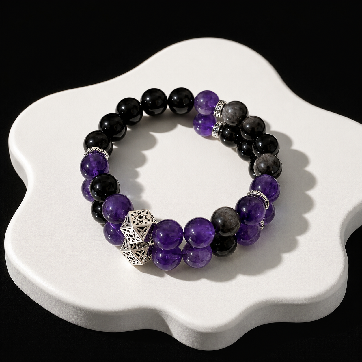 Natural amethyst and obsidian bracelets Sleep & Relaxation