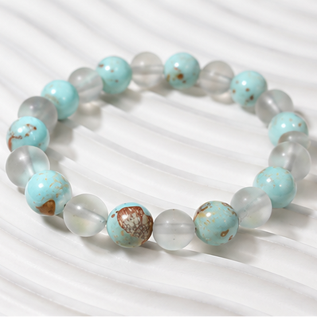 Natural Amethyst Tiger's Eye Lucky Bracelet, Blue and White