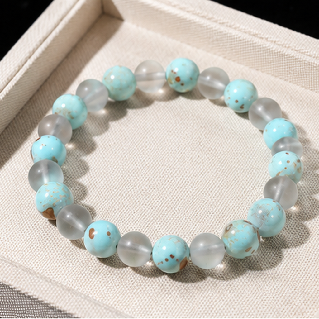 Natural Amethyst Tiger's Eye Lucky Bracelet, Blue and White
